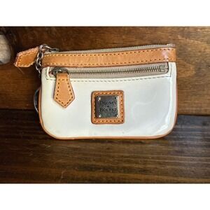 Dooney & Bourke White Patent Leather Coin Pouch Key Ring Wallet